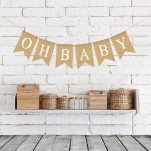 Oh Baby Linen Banner Baby 1st Year Party Holiday Decorations