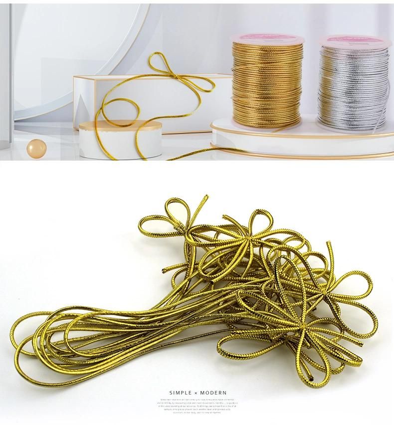 Customized 2mm Gold Elastic Cord Bow Rope for Gift Packaging