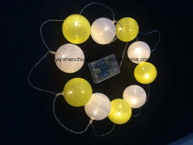 Cotton Balls String Lights for Decoration 10LEDs Battery Operated