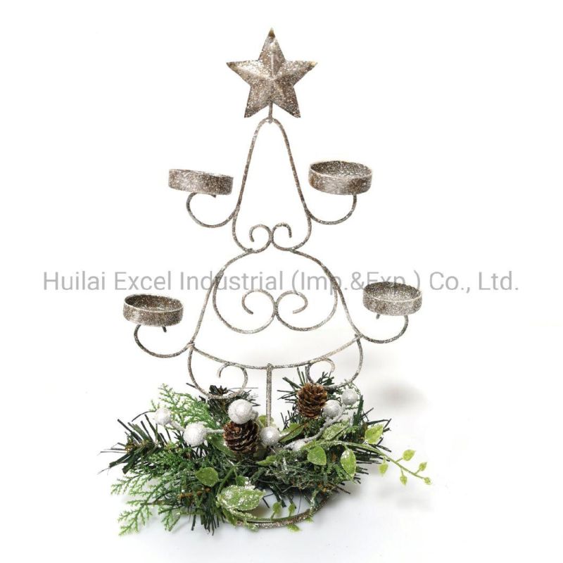 Christmas Decorations Wire Candlestick Christmas Candle Holder Artificial Ornament Candleholder