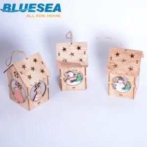 Christmas Gift Wooden Luminous Wooden House Christmas Tree Pendant DIY Gift