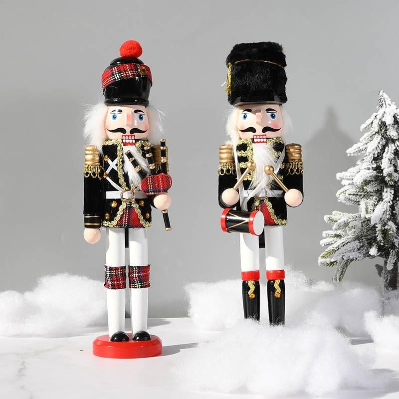 12 Inch Traditional Wooden Nutcracker, Festive Christmas Decor for Tables