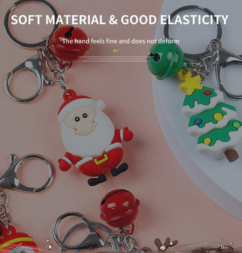 Christmas Decoration Gift Cartoon Key Pendant Silicone Christmas Themed Keychains