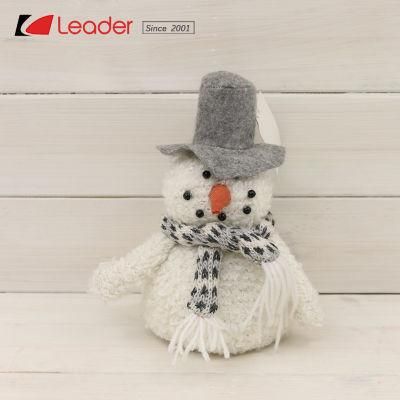 Adorable Christmas Nordic Fabric Table Sitter Doll Craft with Grey Sewing Hat, Snowman Plush for Home Decoration and Holiday Gifts