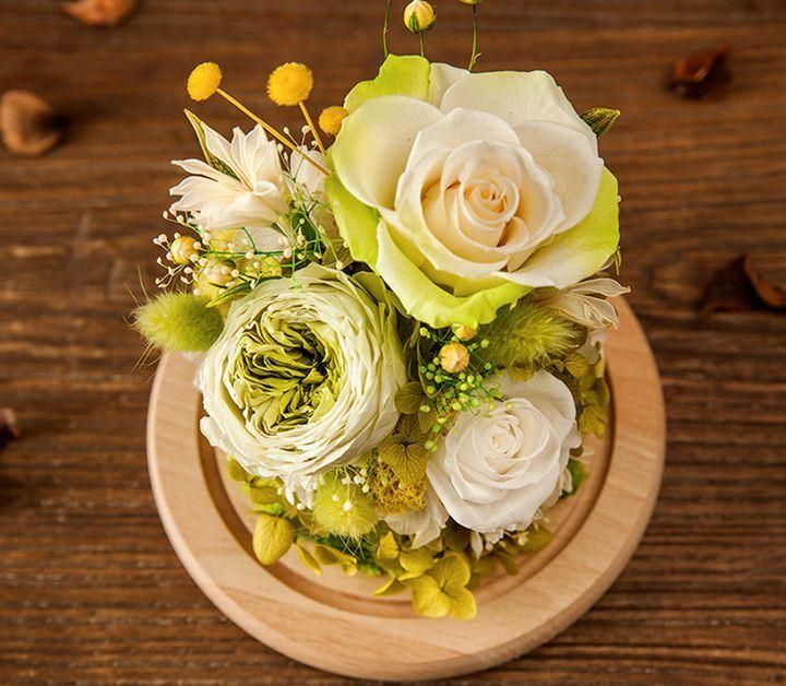 Eternal Wedding Preserved Flower Arrangement Rose in Glass Dome