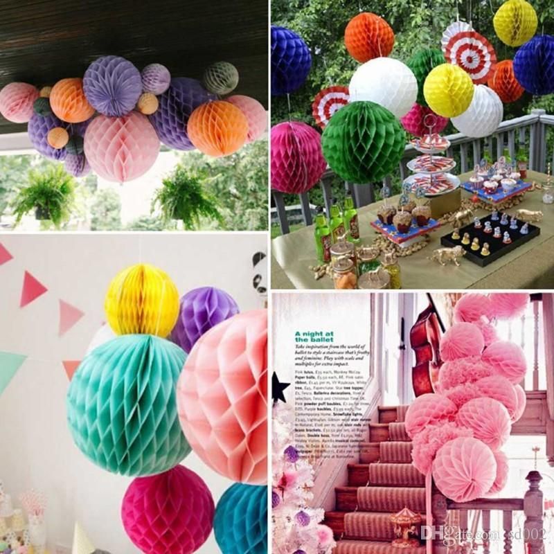 Wholesale Colorful Round Tissue Paper Honeycomb Balls Paper Flower Ball