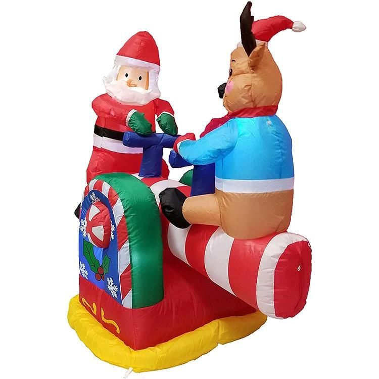 Inflatable Christmas Santa and Elk Play Seesaw