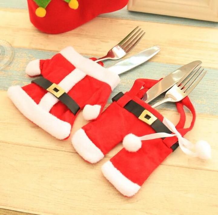 Christmas Clothes Trousers Cutlery Bag Cover Knife Spoon Fork Bag