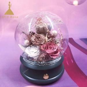 Creative Floral Arrangement in Glass Dome Preserved Flower Bluetooth Speaker