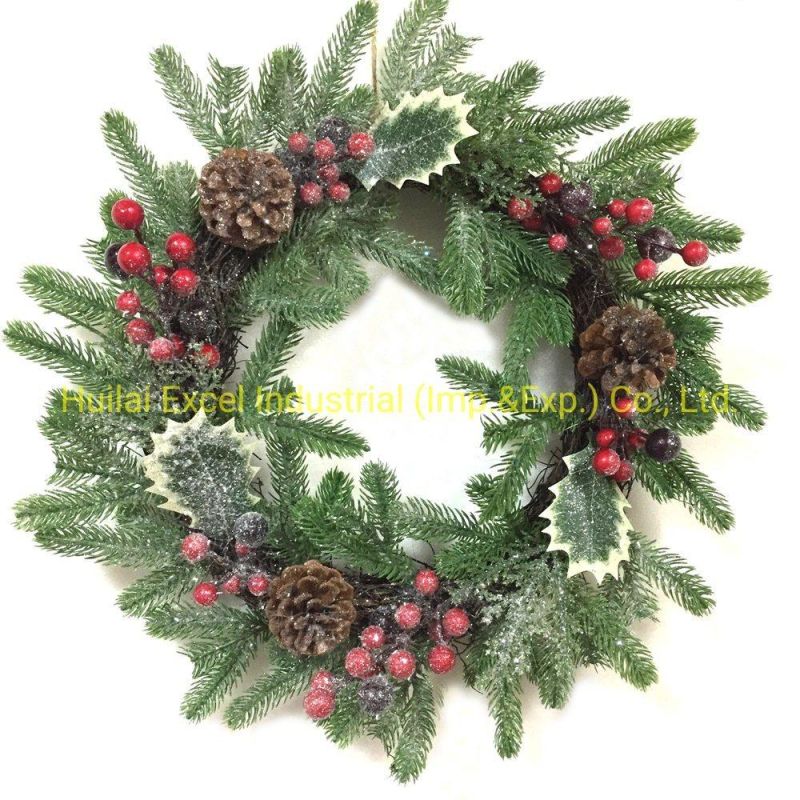 Artificial Wreaths Xmas Natural Rattan Wreath Outdoor PE Garland Wreath
