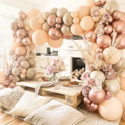 Birthday Wedding Receptions Decoration Metallic Balloons Arch Kit Pastel Ivory Nude Brown Rose Gold Blush Ivory Balloons Garland Kit