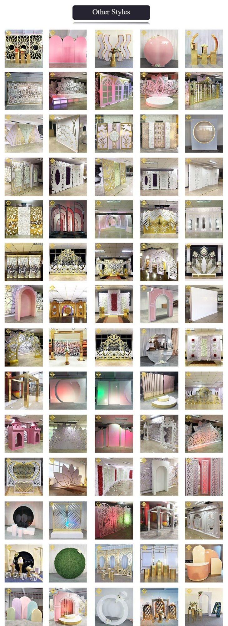 Gorgeous Gold Stainless Steel Acrylic Wedding Backdrops Designs for Wedding and Party