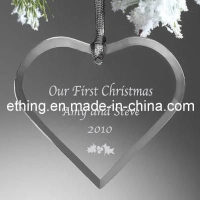 Personalized Heart Glass Christmas Tree Decoration