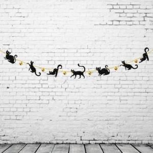 Cat Bell Halloween Party Decorations String Flag Garland