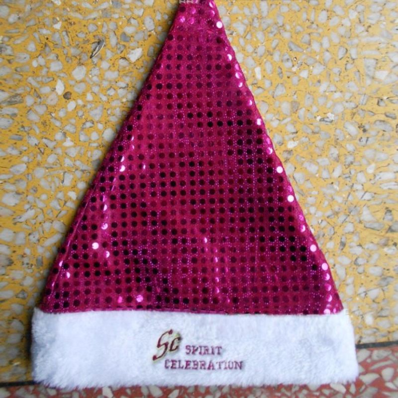 Factory Whole Sales Kinds of Xmas Hat with Velvet Woven Material Silk Printing embroidery Logo Bronzing Logo