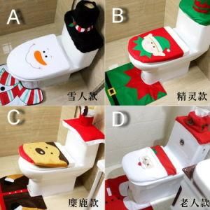 Christmas Santa Snow Man Home Furniture Decoration Velvet Cover for Toilet and Chair