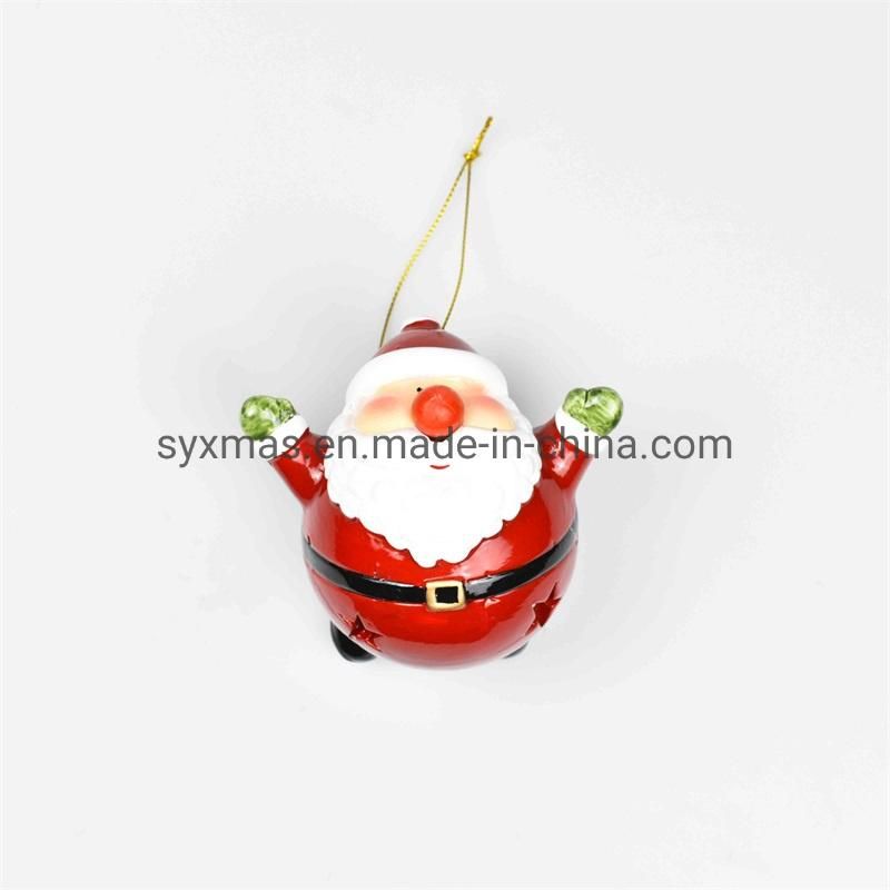 Amazon Hot Sale Ceramic Hanging Ornaments Christmas Santa Clause with Light