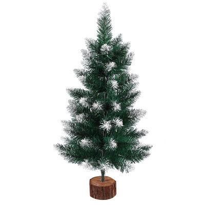 Holiday Decoration White Tip Snow Wooden Base Christmas Tree