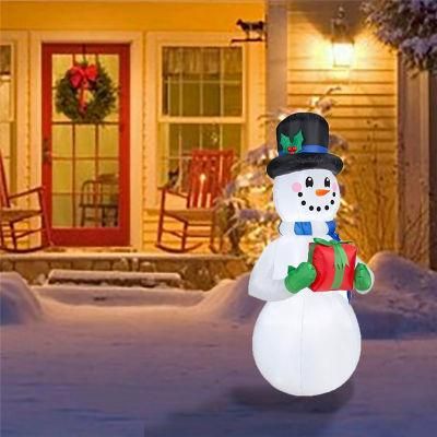 Simple Inflatable Snowman with Gift Box with Internal LED Light