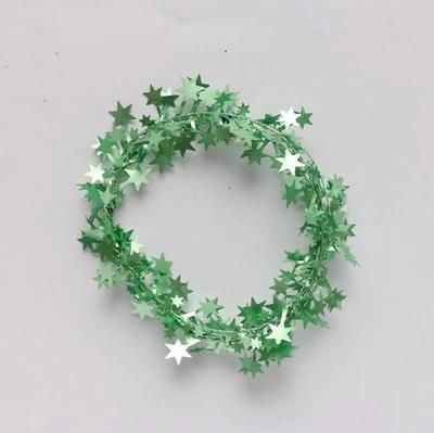 Lovely Design Christams Tree Decorative Green 2.7m Matte Tinsel with Stars