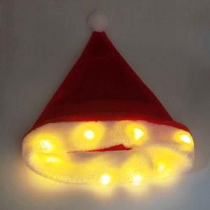 Hot Sale Christmas Decoration Christmas Hat Velvet LED Santa Claus Hat