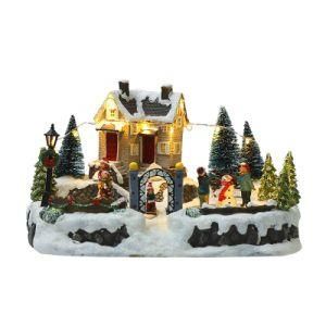 Christmas Light House Decorations Christmas Gifts Resin Crafts Ornaments Electric Music House