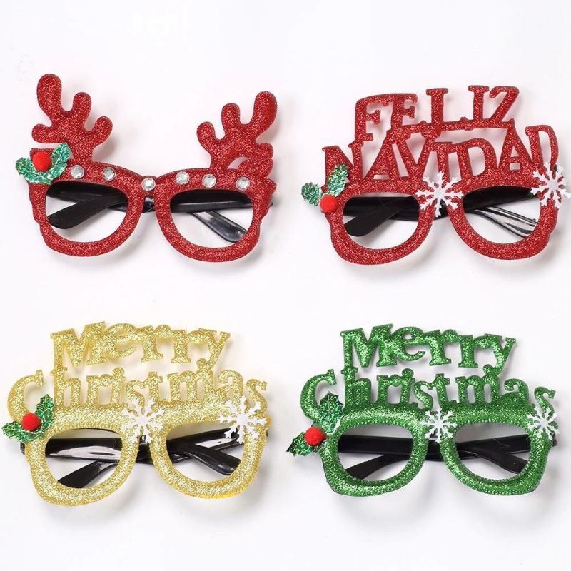 Novelty Christmas Party Gift Decoration Glitter Christmas Plastic Party Glasses for Kids