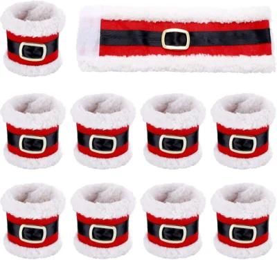 Christmas Napkin Rings Holders Napkin Band with Santa Belt Design for Party Dinner Table Decoration Napkin Rings