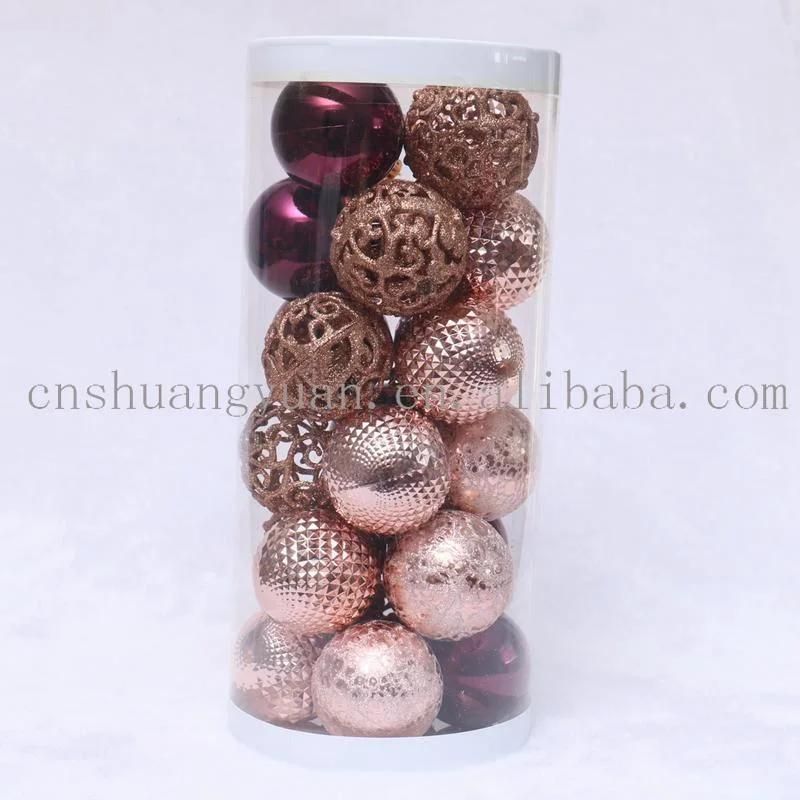 New Design Christmas Shiny Champagne Wrinkle Hollow for Holiday Wedding Party Decoration Supplies Hook Ornament Craft Gifts