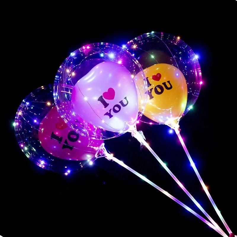 Glow in The Dark Party Decor Transparent LED Bobo Light Balloon Luminous