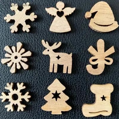 Multi Designs 50PCS Assorted Packed Natural Christmas Wooden Ornament