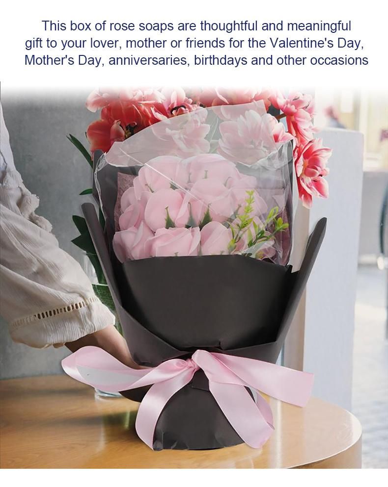 18 Gradient Rose Soap Flower Gift Box for Valentine′s Day