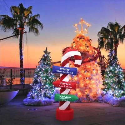 Inflatable Candy Cane Sign Board 5FT with LED Light Outdoor