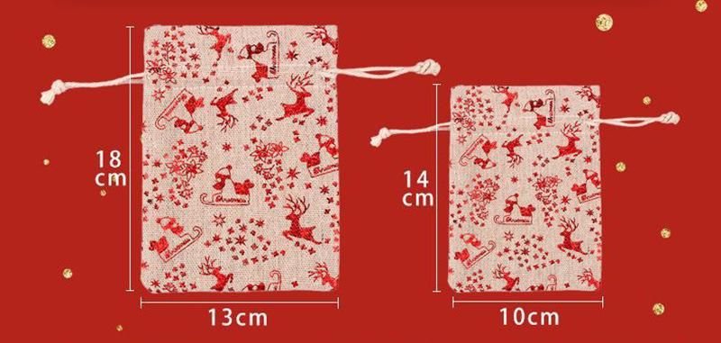 Christmas Decorations Candy Drawstring Cotton Gift Bag Advent Calendar Countdown 24 PCS Sets