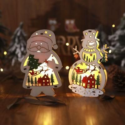 Cross-Border New Santa, Snowman, Wooden Lighting, Shopping Window Decoration, Props, Supplies, Children&prime; S Gifts Ornaments