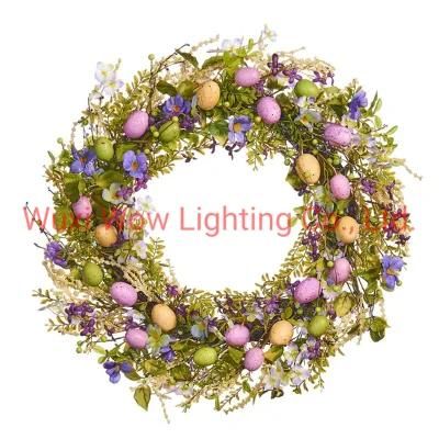 Artificial Easter Egg Wreath-- Purple--28 Inch