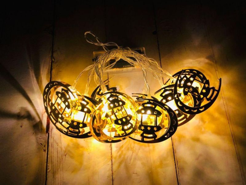 2D Motif Light LED Eid Mubarak Decorations Arabic Ramadan Kareem Lights Moon