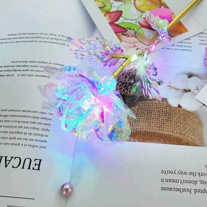 24K Colorful Luminous Rose Artificial LED Light Flower