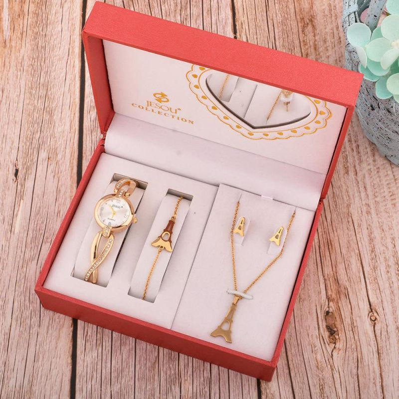 Customized Mother′s Day Gift Set with Love Heart Metal Jewelry Set and Watch 