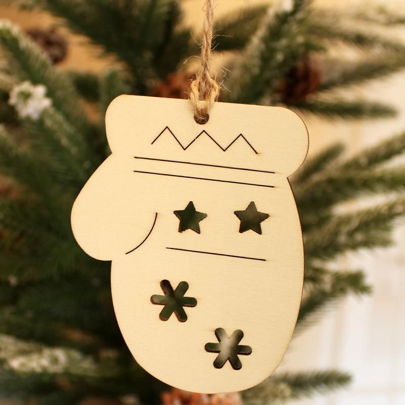 10 Pieces Wooden Christmas Ornaments Xmas Tree Hanging Tags Unfinished Wood Slices Ornaments, DIY Crafts Christmas Ornaments Set