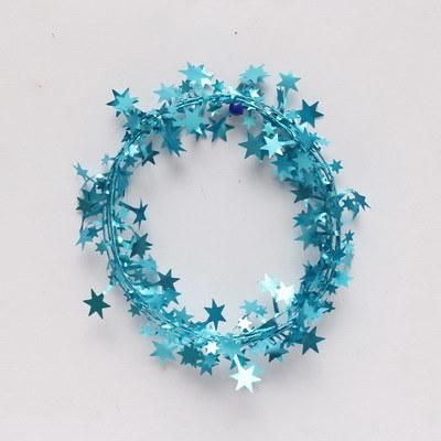 Lovely Design Christams Tree Decorative Light Blue Cute Looking 2.7m Matte Tinsel with Stars