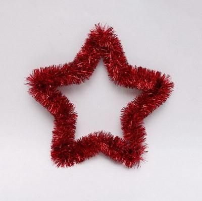 Yiwu Shuangyuan Chrismtas Tree Decorative Red 38cm Pet Star Shape Tinsel