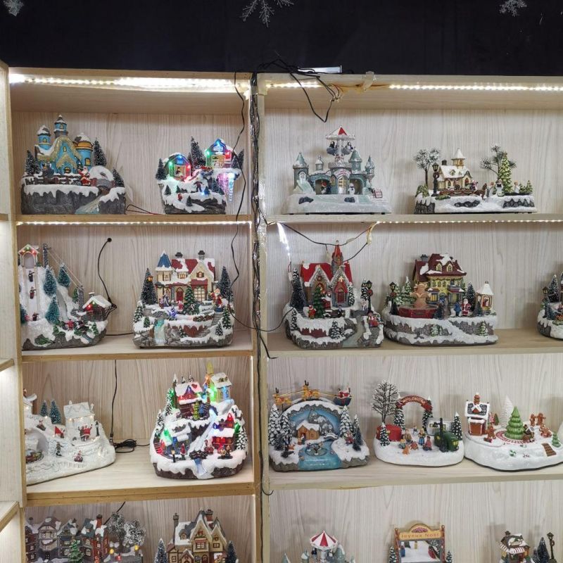 OEM Small Figurines Christmas Village Houses Resin Decorations