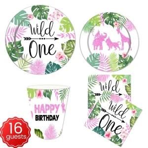 Pink Wild One Birthday Party Tableware Decoration Paper Plate Paper Cup