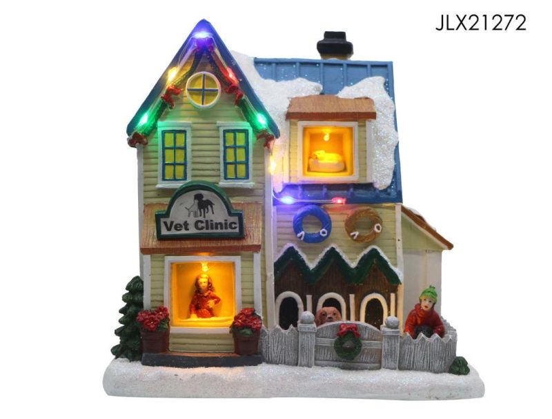 Christmas Cookie House with LED Lights Polyresin Christmas House Decoration with Music