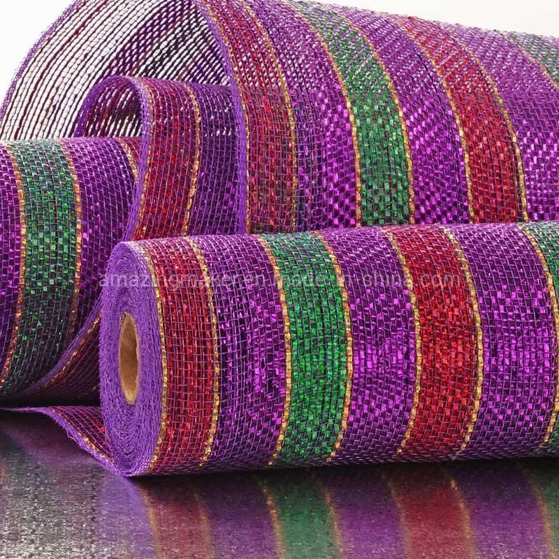 Fashion Solid Metallic Stripes 21′′ Deco Mesh for Party Decoration