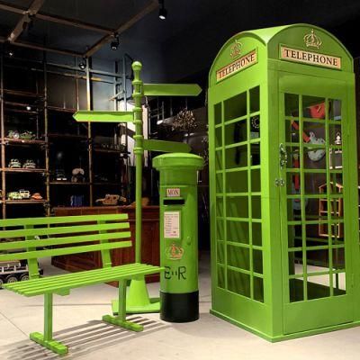 ODM OEM Customized Traditional Metal Antique Red Telephone Booth Phone Booth