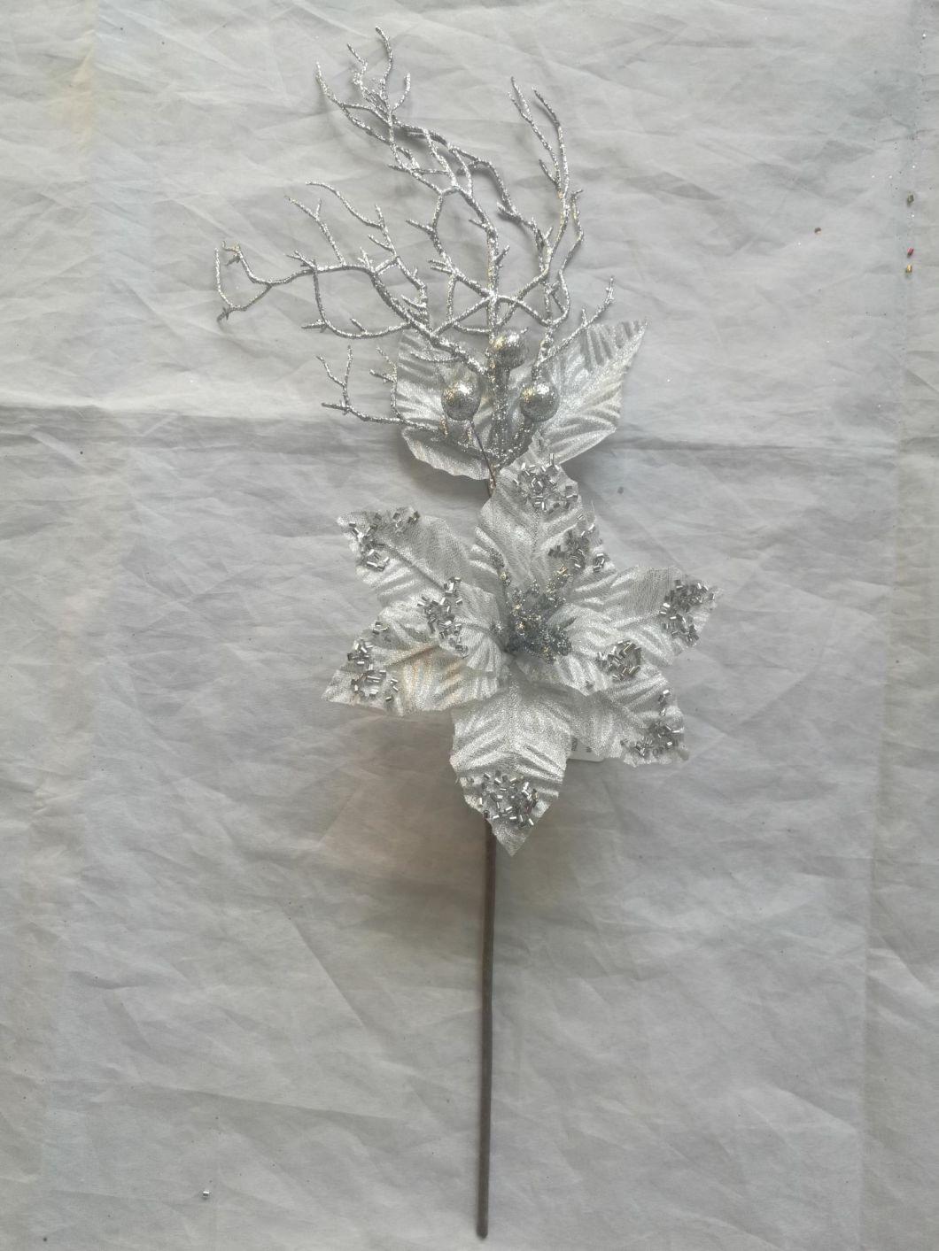 Wholesale Artificial Simulation Flowers Picks for Christmas Decoration Xmas Ornament