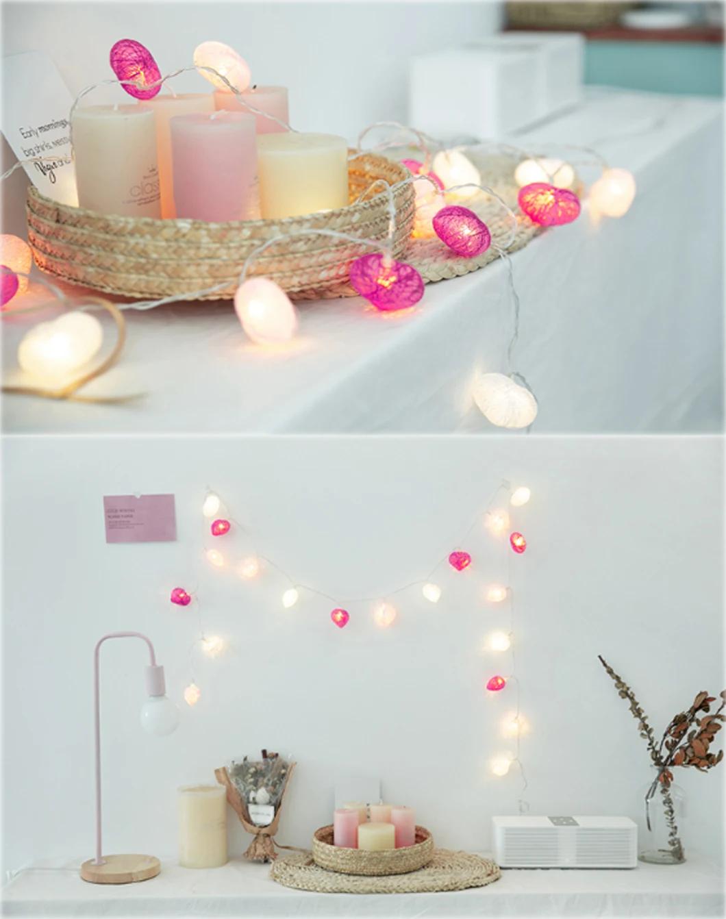 LED Luminous Lamp String Heart-Shaped Lamp String with Cotton Thread