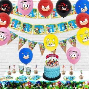Sonic 169PCS Paper Cup Plate Tablecloth Balloon Banners Party Decoration